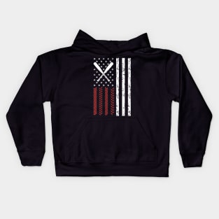 Baseball American Flag US Sports Kids Hoodie